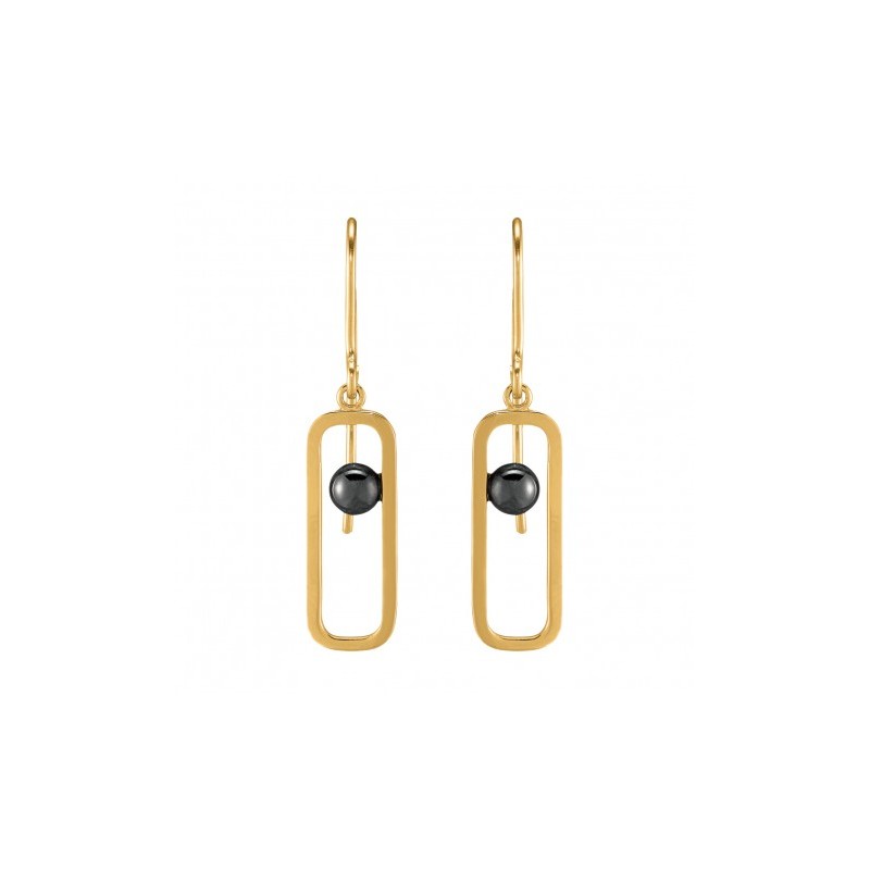 Boucles d'oreilles Femme Jourdan en Argent doré avec Hématite noire
