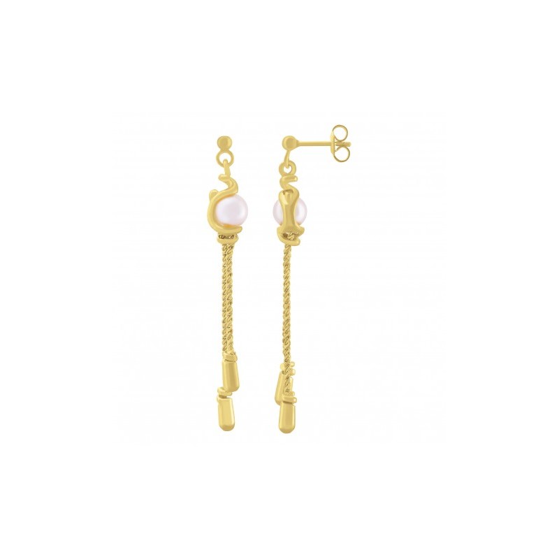 Boucles d'oreilles Femme Jourdan Argent 925/000 doré avec Perle blanche