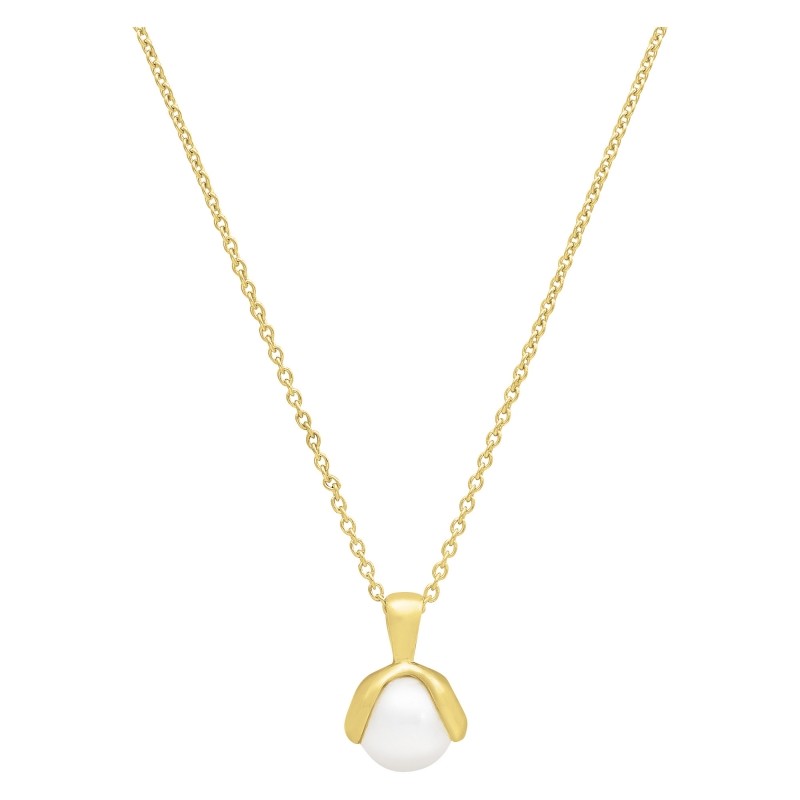 Collier Femme Jourdan Argent 925/000 doré avec Perle blanche Maille forçat