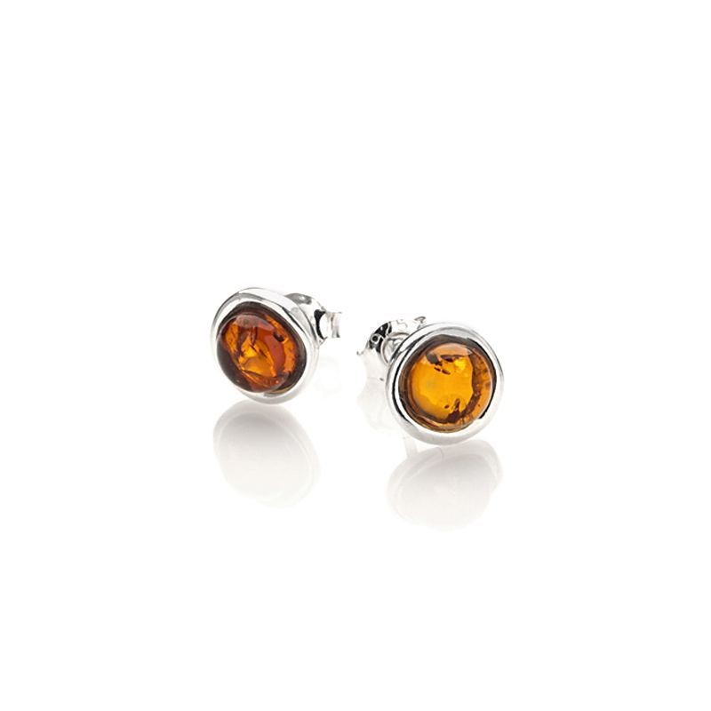 Boucles d'oreilles clous en argent 925/000 et ambre