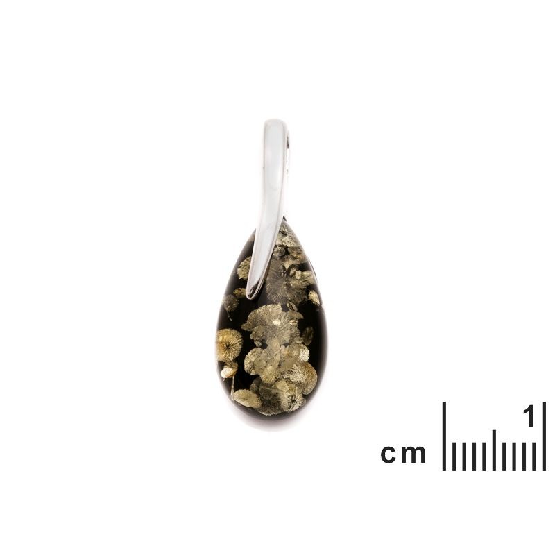 Pendentif en Argent 925/000 et Ambre verte