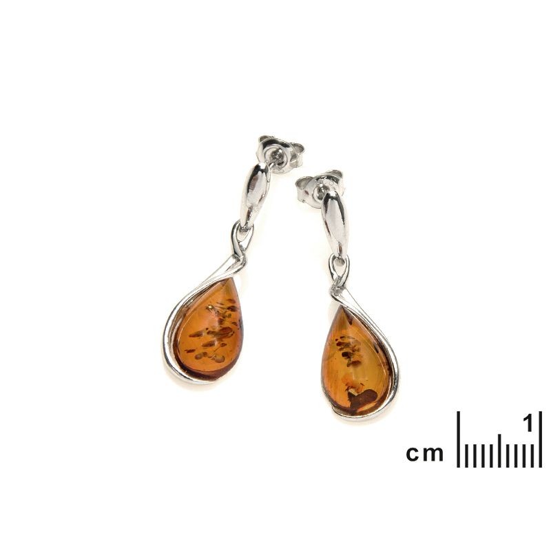 Boucles d'oreilles Carador argent 925/000ème goutte d'eau ambre