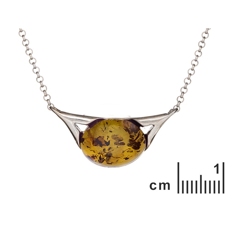 Collier Carador argent 925/000ème pierre ambre ronde