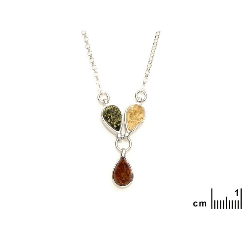 Collier Carador argent 925/000ème ambre trois couleurs