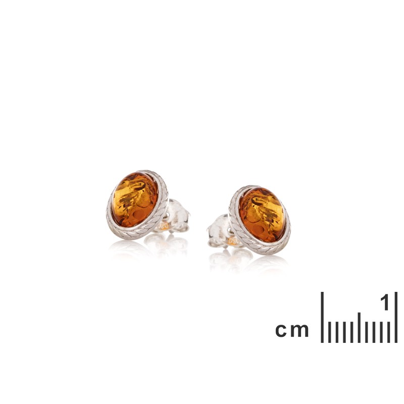Boucles d'oreilles en argent 925/000 et ambre marron