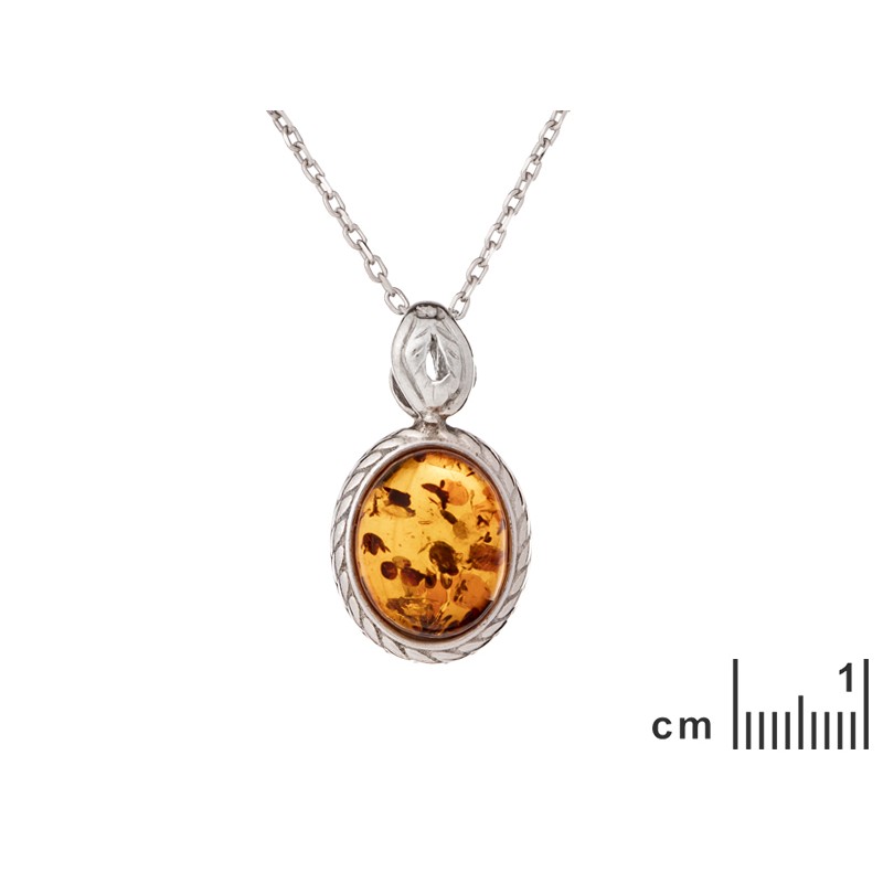 Pendentif en argent 925/000 et ambre marron