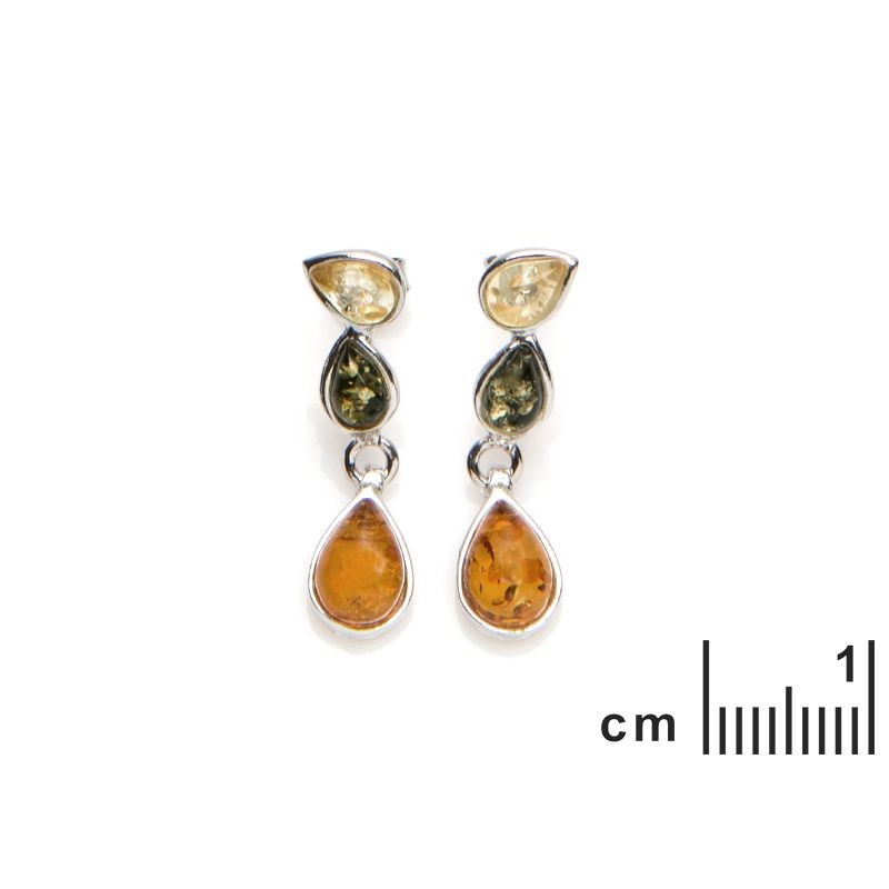 Boucles d'oreilles Carador argent 925/000ème ambre trois couleurs