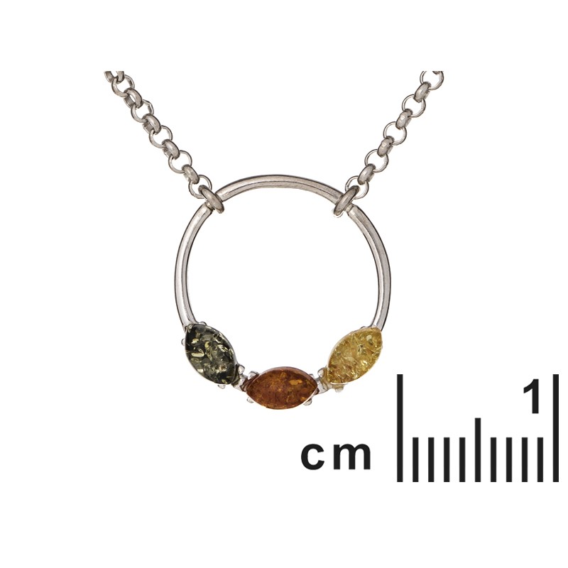 Collier Femme argent 925/000ème avec Ambre Maille forçat