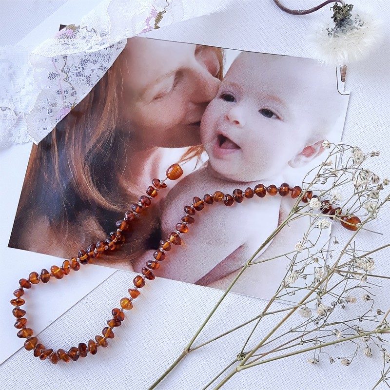 Collier Carador bébé ambre brun