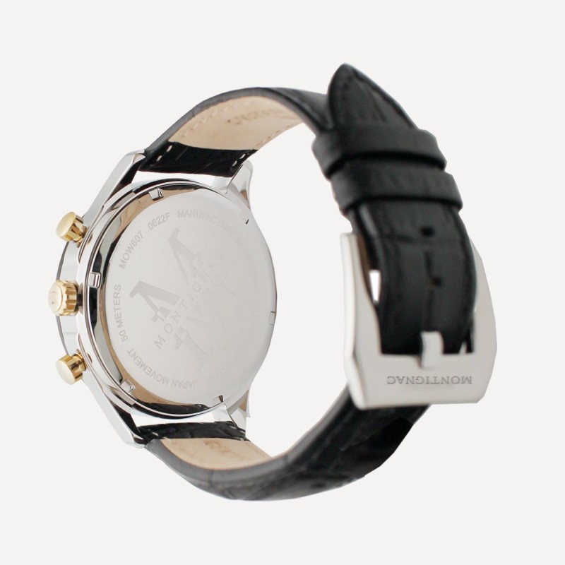 Montre Montignac  bracelet en cuir noir