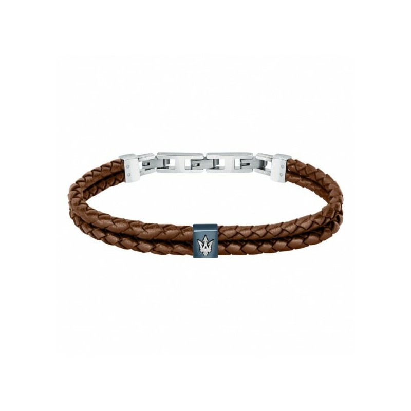 Bracelet Homme Maserati en Acier argenté et Cuir