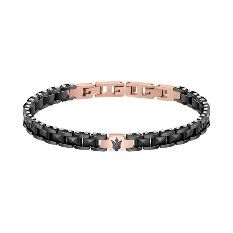 Bracelet Homme Maserati en Acier doré rose et Céramique noir