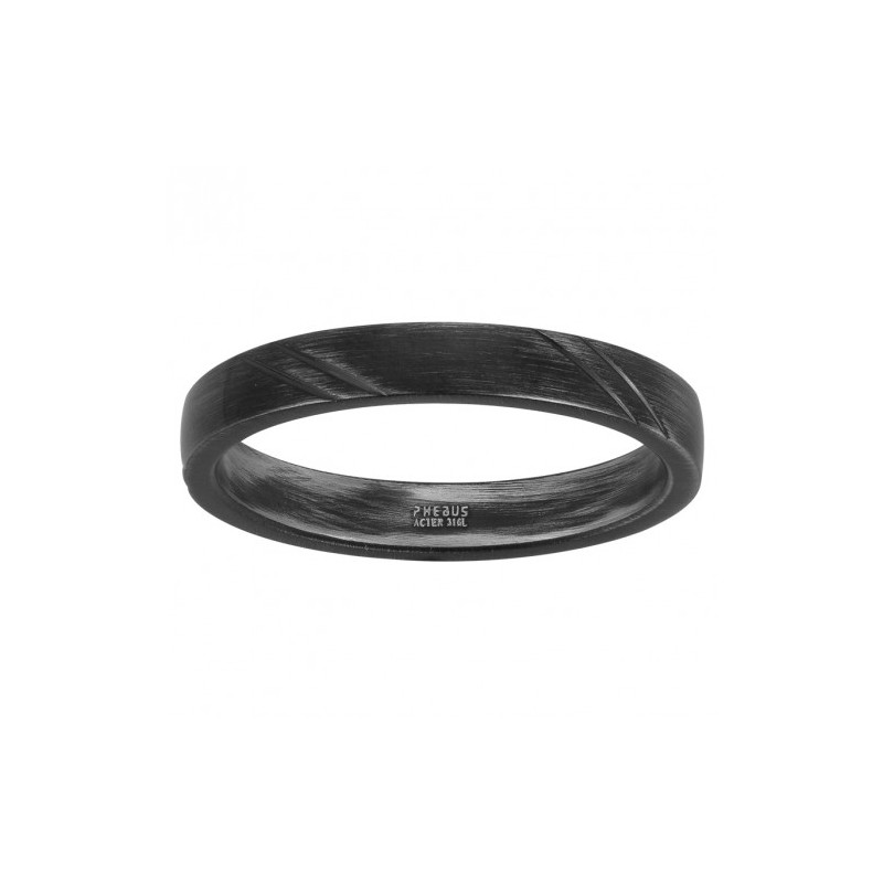 Bague Homme Phebus type Alliance en Acier noir