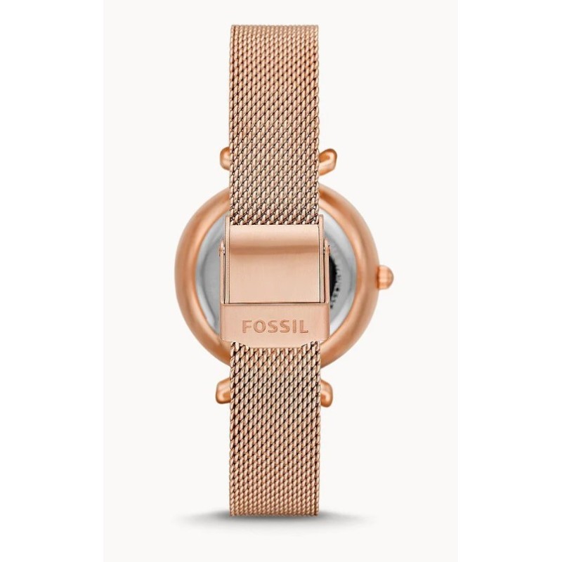 Montre Femme Fossil Automatique en Acier doré rose Maille Milanaise