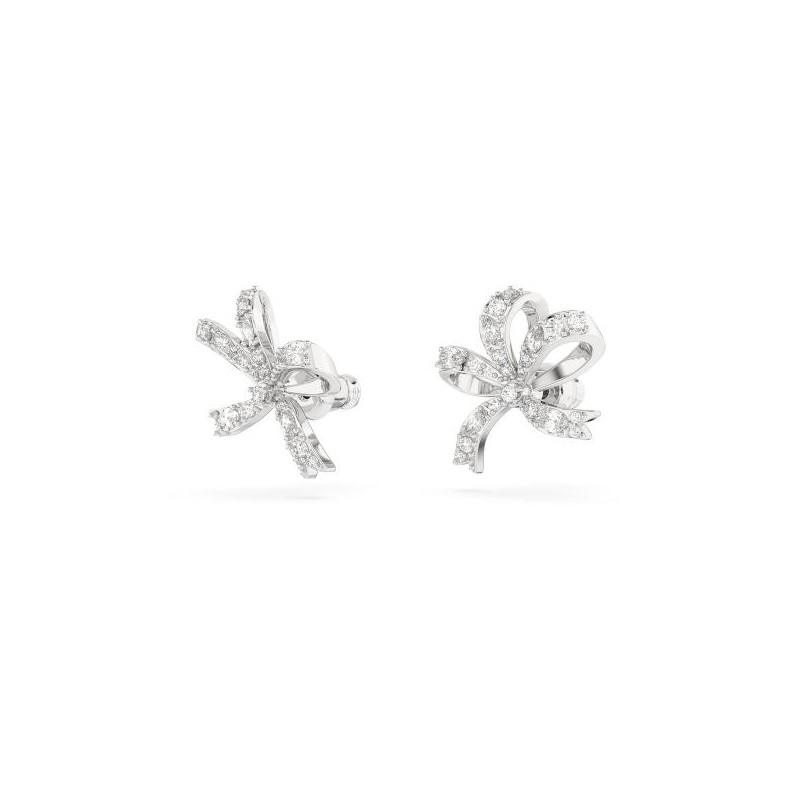 Boucles d'oreilles Clous Swarovski acier argenté et Cristaux Motif noeud