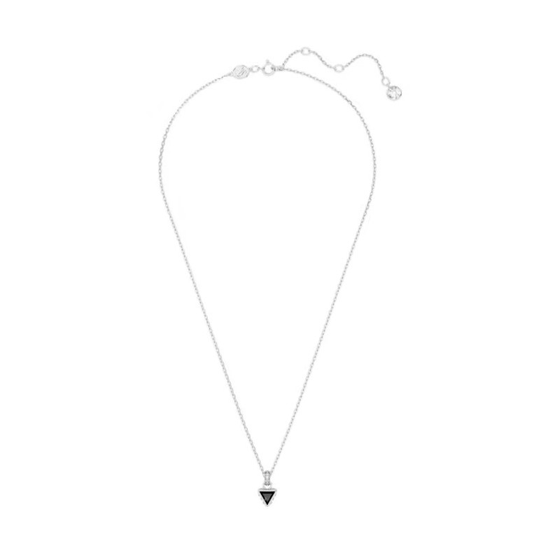 Collier Swarovski acier argenté avec Cristal gris motif triangle Maille forçat