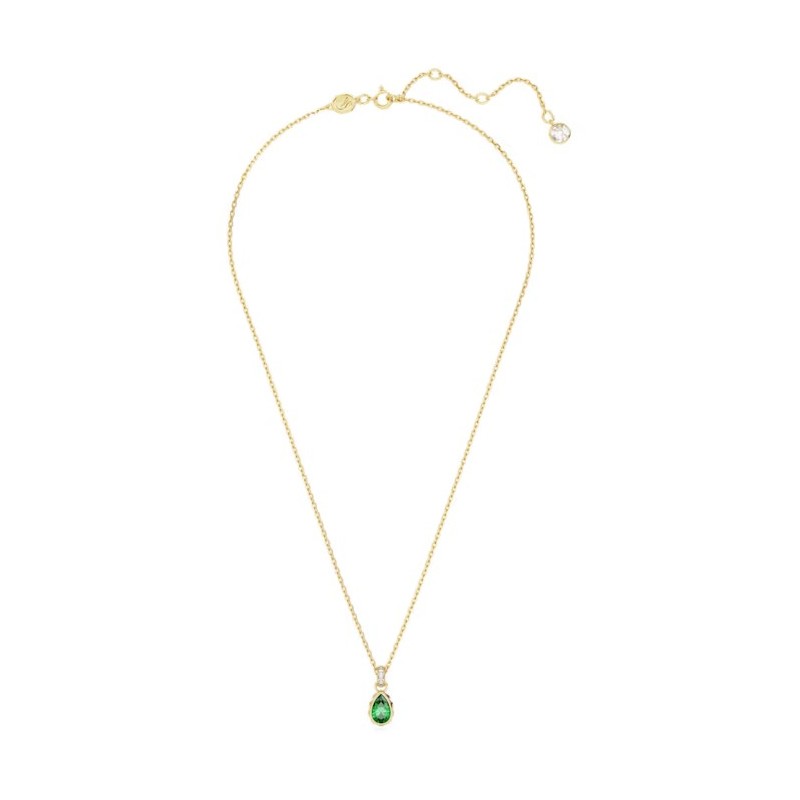 Collier Swarovski Plaqué Or avec Cristal vert Maille forçat