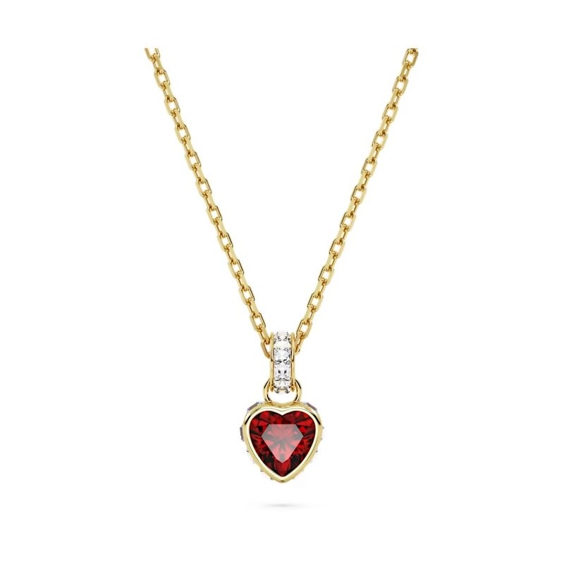 Collier Swarovski  Plaqué Or avec Cristal rouge motif coeur Maille forçat