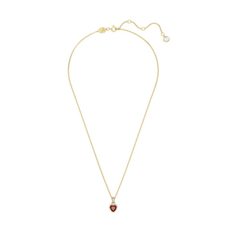 Collier Swarovski  Plaqué Or avec Cristal rouge motif coeur Maille forçat