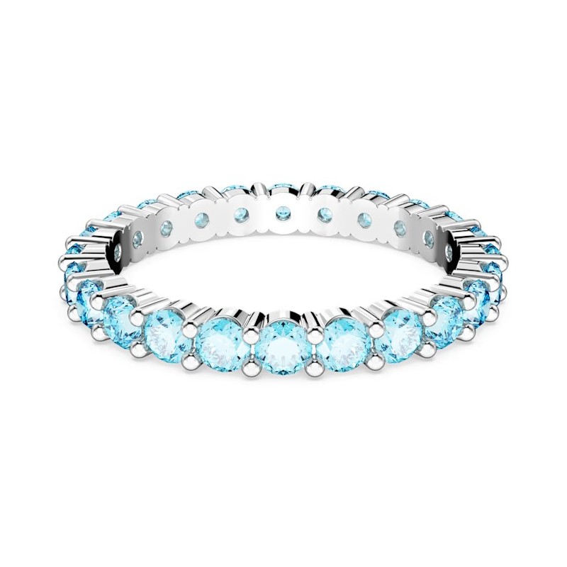 Bague Swarovski acier  argenté et Cristaux bleus