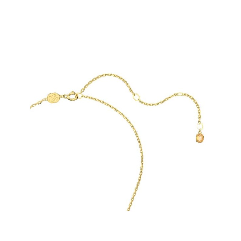 Collier Swarovski Plaqué Or avec Cristaux jaunes motif fleur Maille forçat