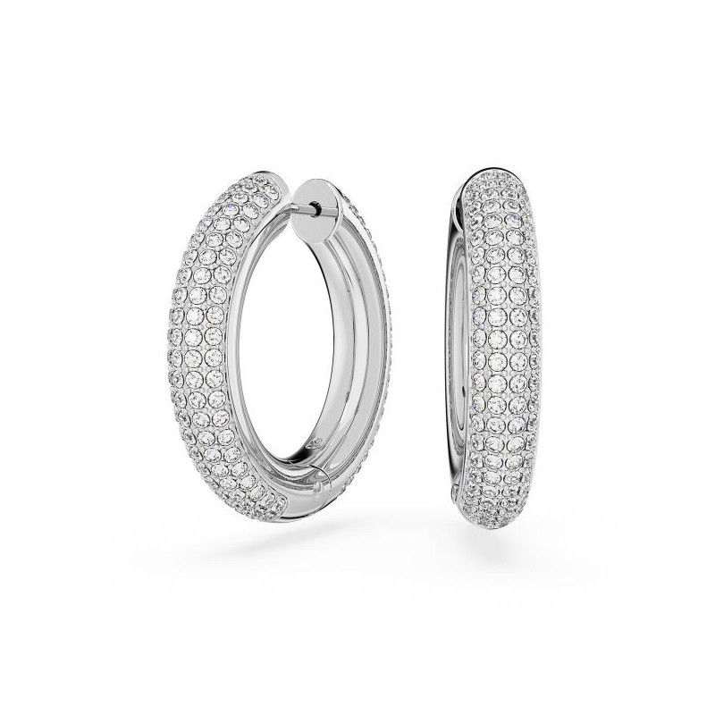 Boucles d'oreilles Créoles Swarovski Femme acier argenté avec Cristaux