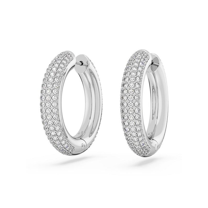 Boucles d'oreilles Créoles Swarovski Femme acier argenté avec Cristaux