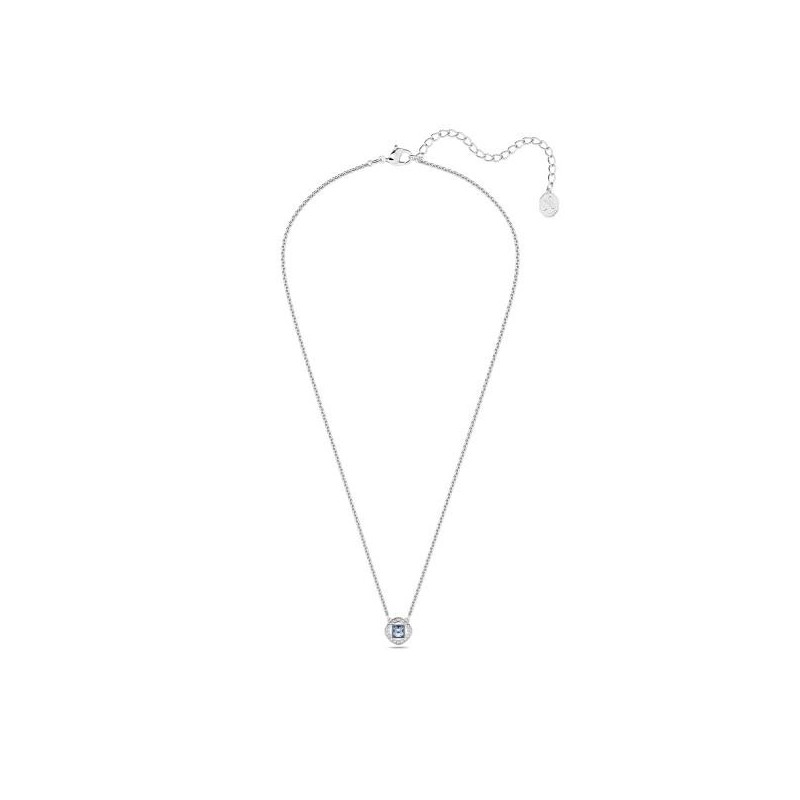 Collier Femme Swarovski acier argenté avec Cristal bleu Maille forçat