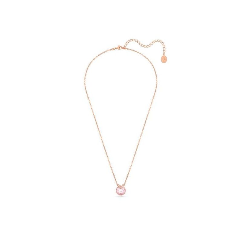 Collier Femme Swarovski Plaqué Or doré rose avec Cristal rose Maille forçat