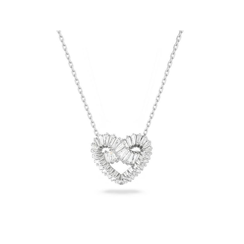 Collier Femme Swarovski Métal argenté et Cristaux motif Coeur maille forçat