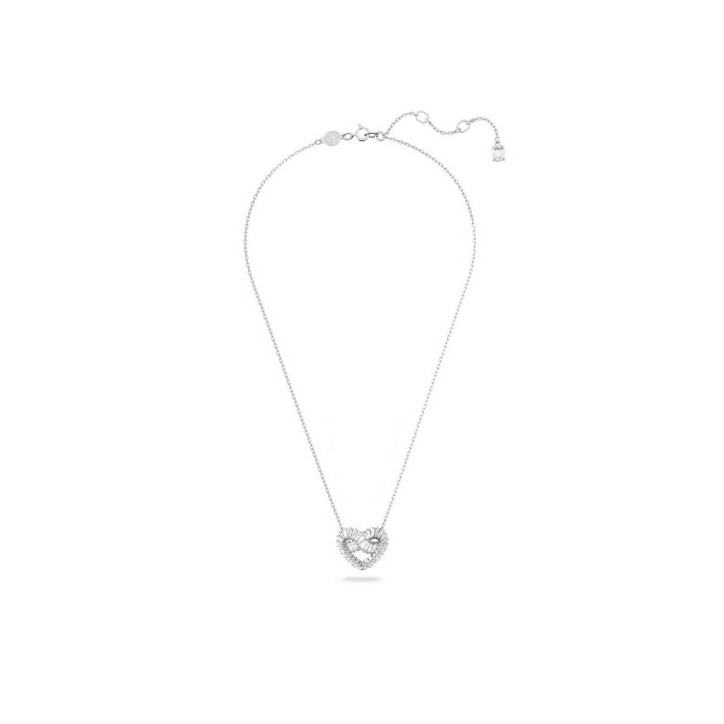 Collier Femme Swarovski Métal argenté et Cristaux motif Coeur maille forçat