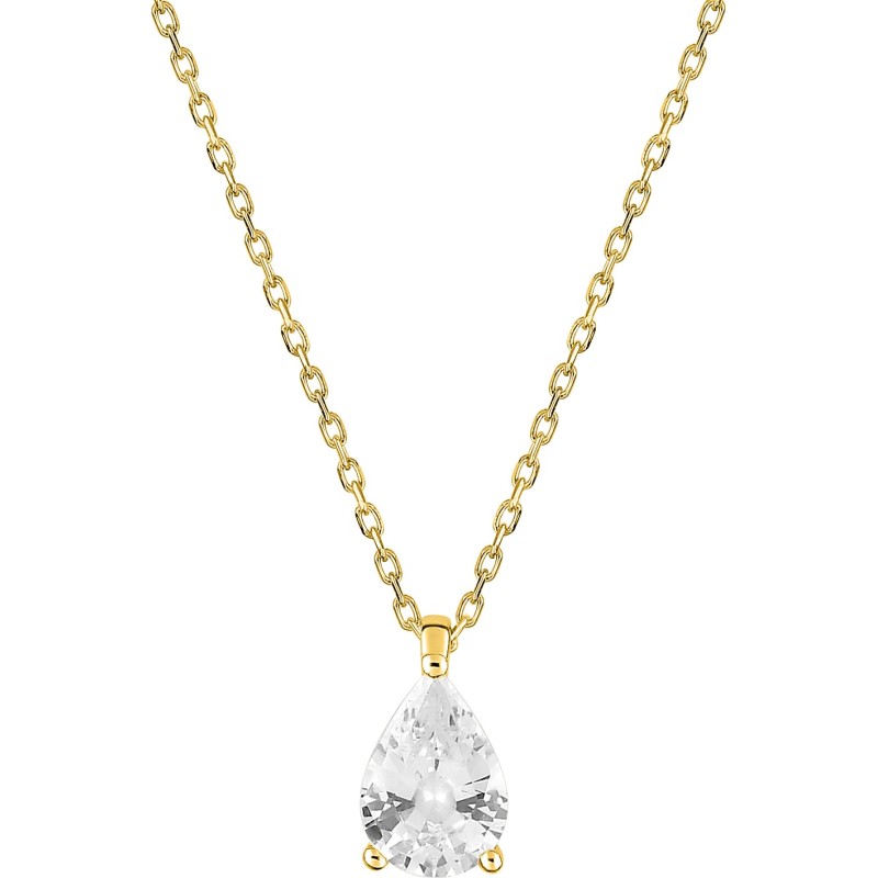 Collier Solitaire Carador en or jaune 375/000, oxyde de zirconium serti