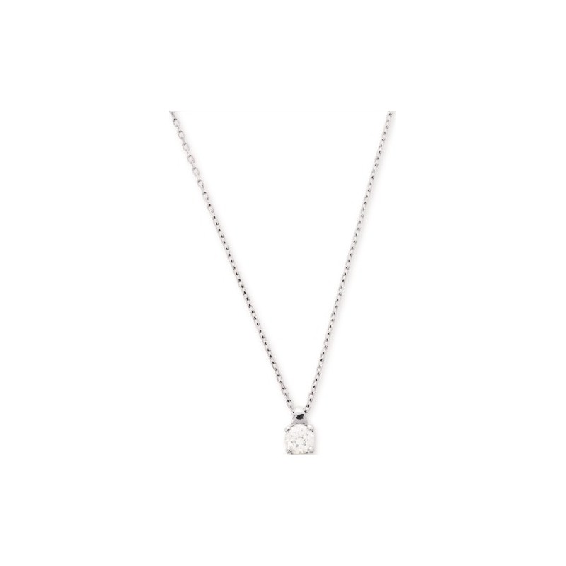 Collier Solitaire Carador en or blanc 375/000, oxyde de zirconium de 3.5 mm serti 4 griffes