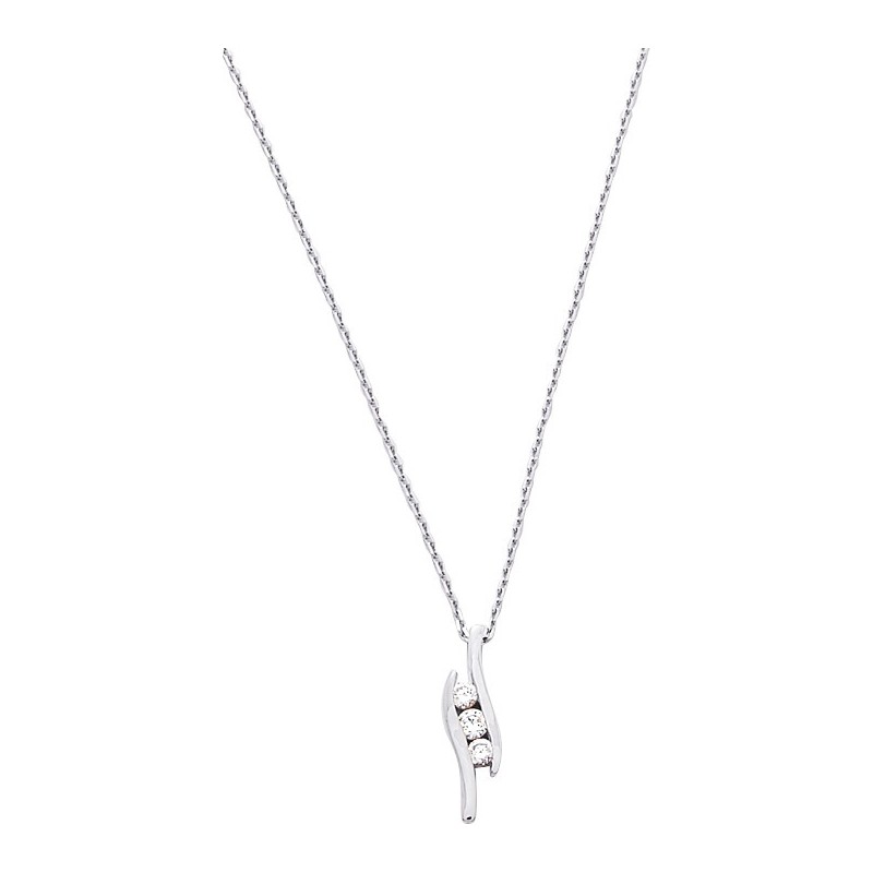 Collier  Carador en or blanc 375/000, 3 oxydes de zirconium
