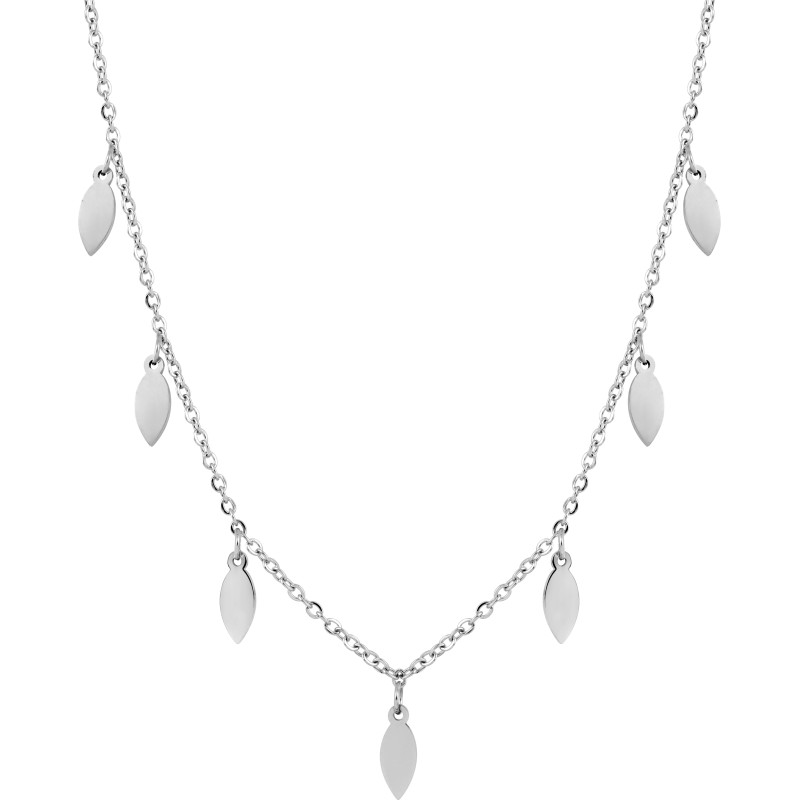Collier  Carador en acier argenté pampilles forme de gouttes
