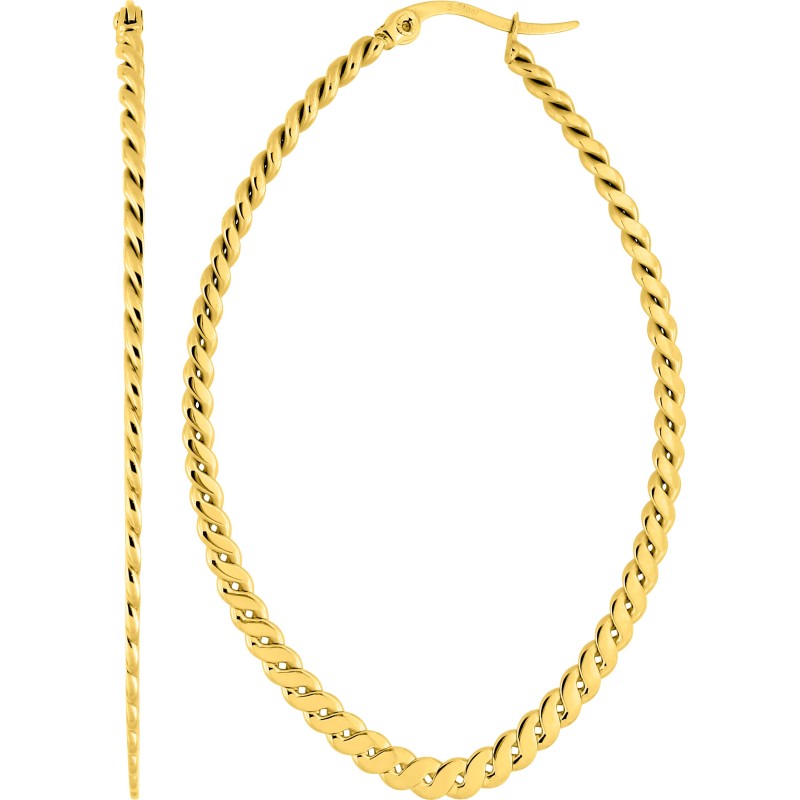 Boucles d'oreilles Créoles Amporelle en acier doré torsadé