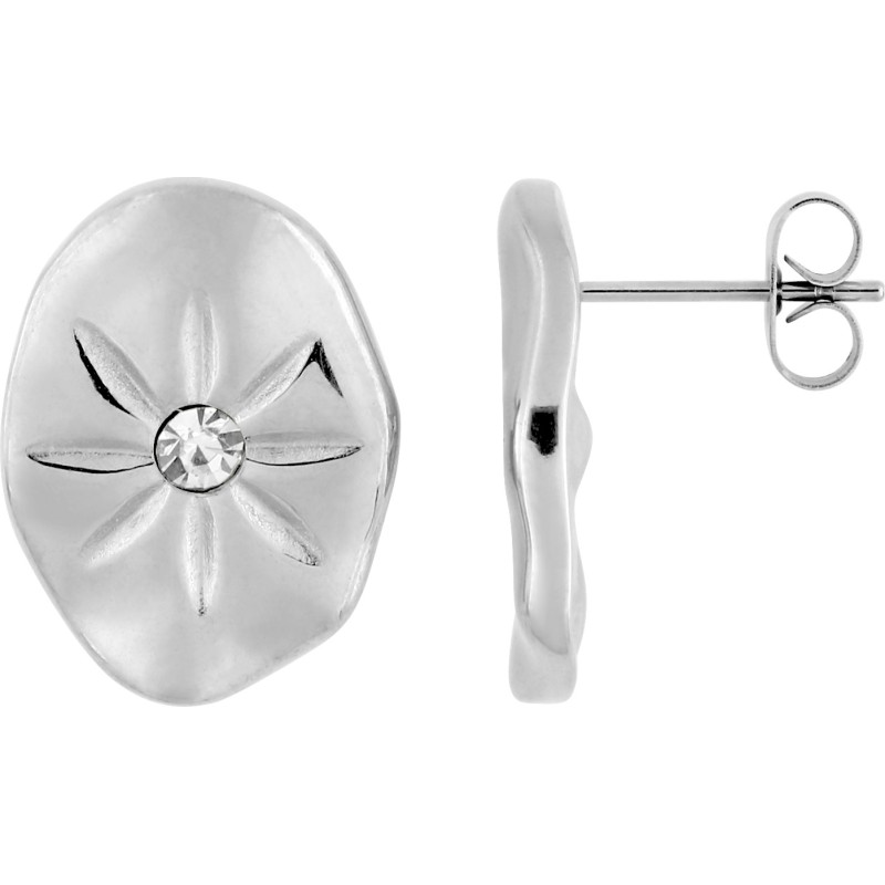 Boucles d'oreilles Amporelle Clous en acier argenté avec oxydes de zirconium