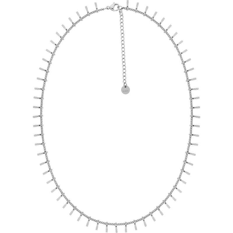 Collier Fantaisie Carador en acier argenté avec pampilles