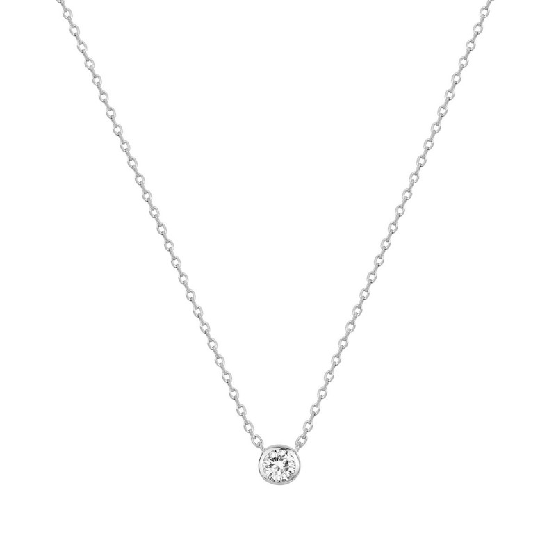 Collier Solitaire Carador argent 925/000 oxyde de zirconium serti clos