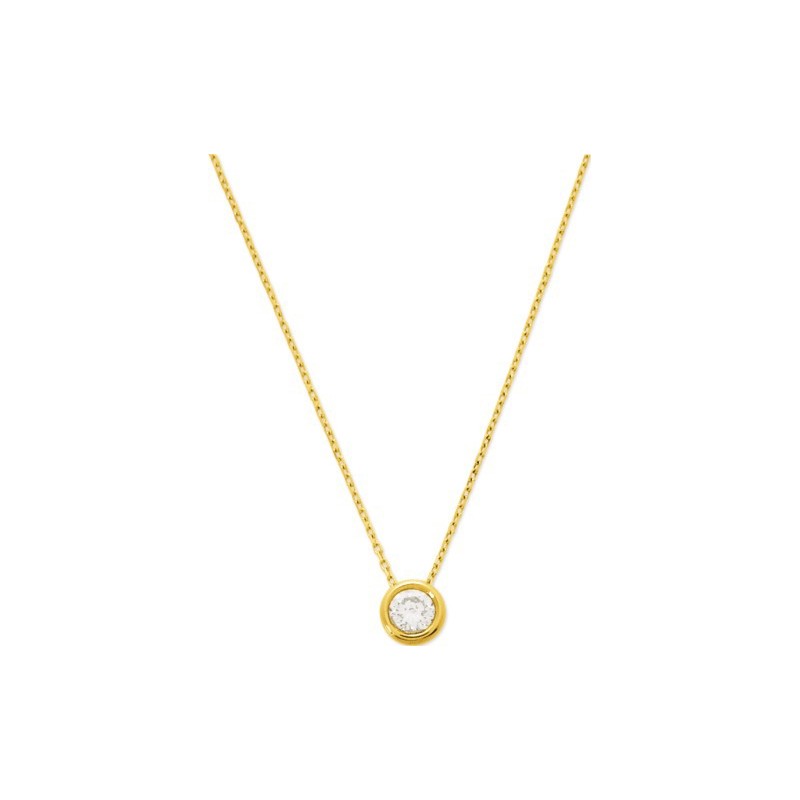 Collier Solitaire Carador en or jaune 375/000, oxyde de zirconium de 4mm serti clos