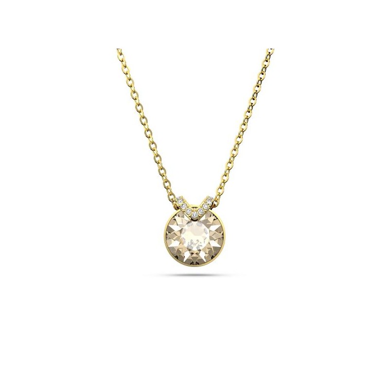 Collier Femme Swarovski Plaqué Or avec Cristal dorée Maille forçat