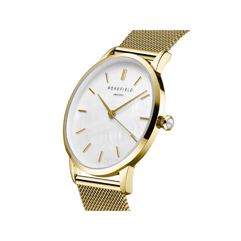 Montre Femme Rosefield Bracelet en Acier Doré Maille milanaise