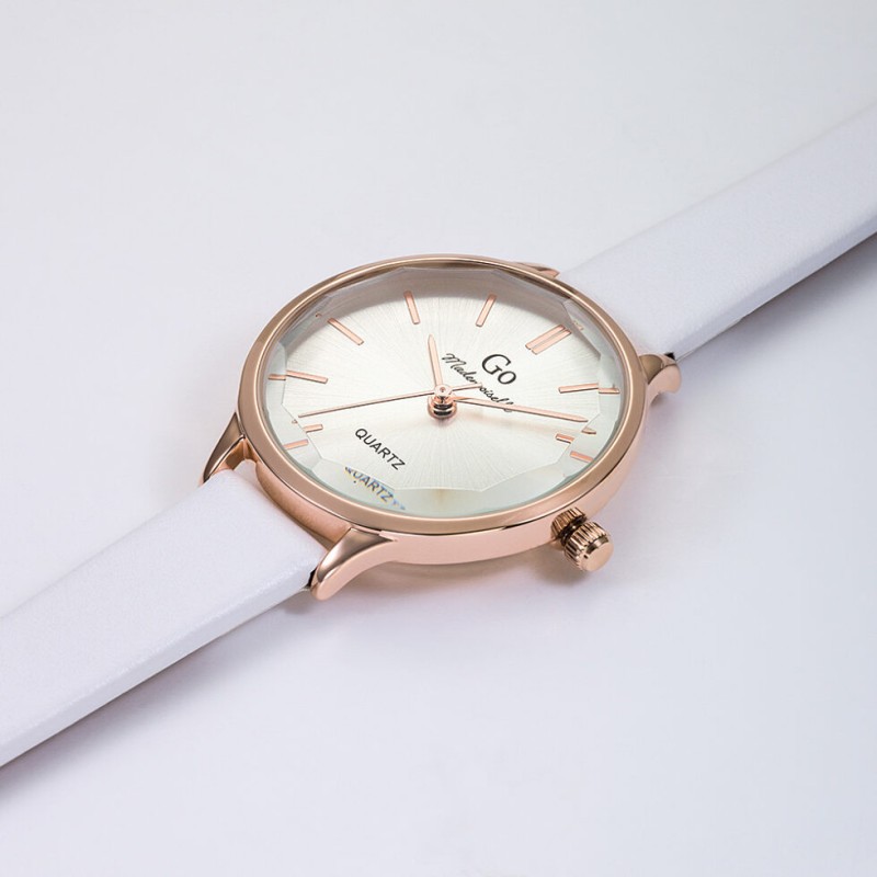 Montre Femme GO  bracelet cuir blanc