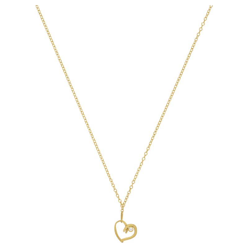 Collier Femme  Jourdan Or 375/000 jaune et Oxydes de zirconium Motif coeur Maille forçat