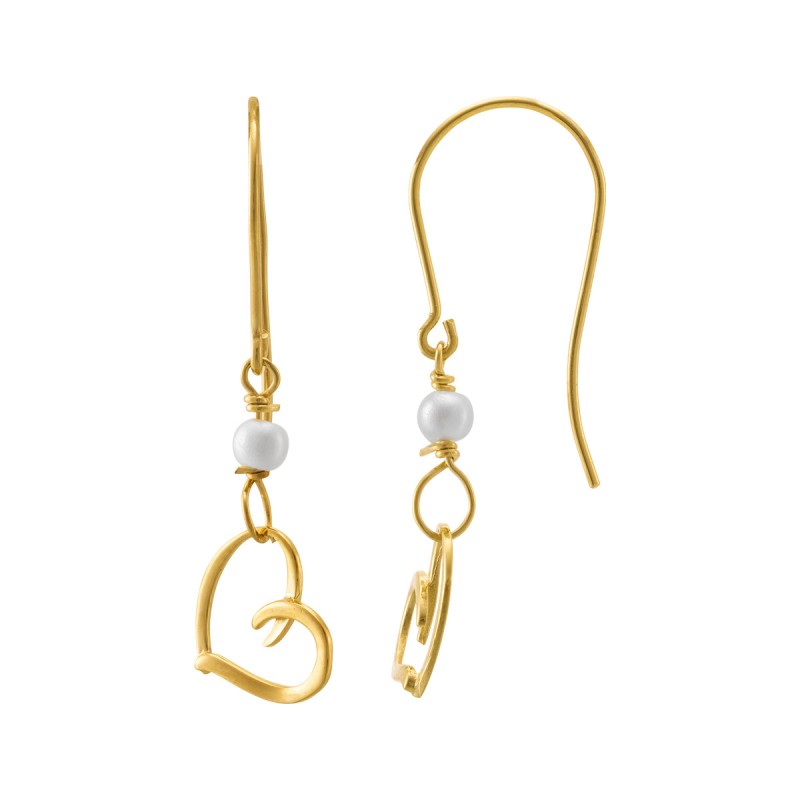 Boucles d'oreilles Crochets Femme Jourdan en Or 375/000 jaune et Perle blanche Motif Coeur