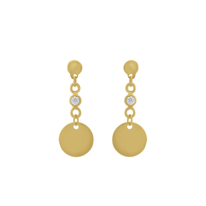 Boucles d'oreilles Pendantes Femme Jourdan en Or 375/000 jaune et Oxyde de zirconium Pampille dorée