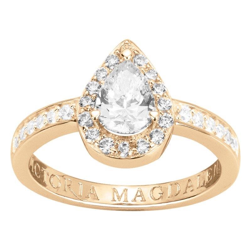 Bague Femme Victoria Magdalena Plaqué Or et Oxydes de zirconium Motif goutte d'eau