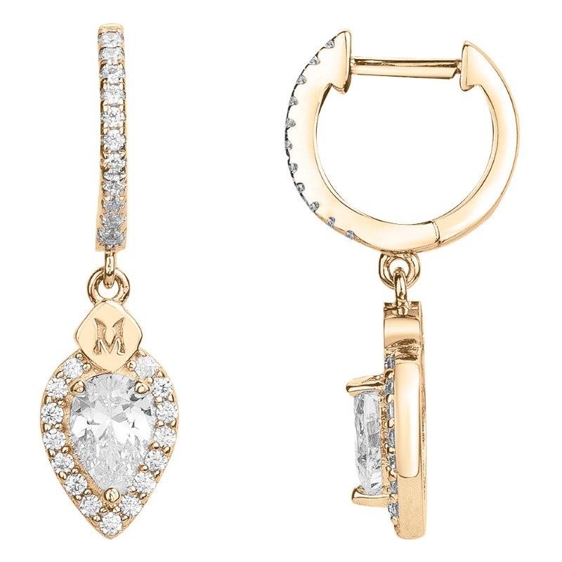 Boucles d'oreilles Dormeuses Femme Victoria Magdalena Plaqué Or et Oxydes de zirconium Motif goutte d'eau