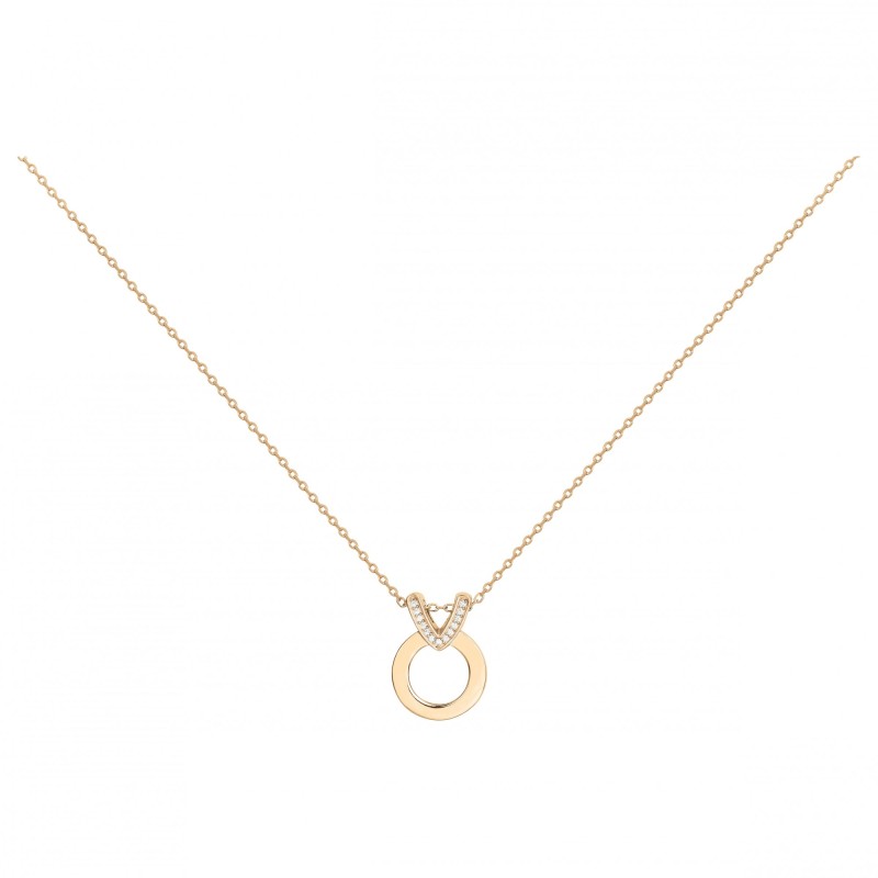 Collier Femme Victoria Magdalena Plaqué Or doré rose et Oxydes de zirconium Maille forçat