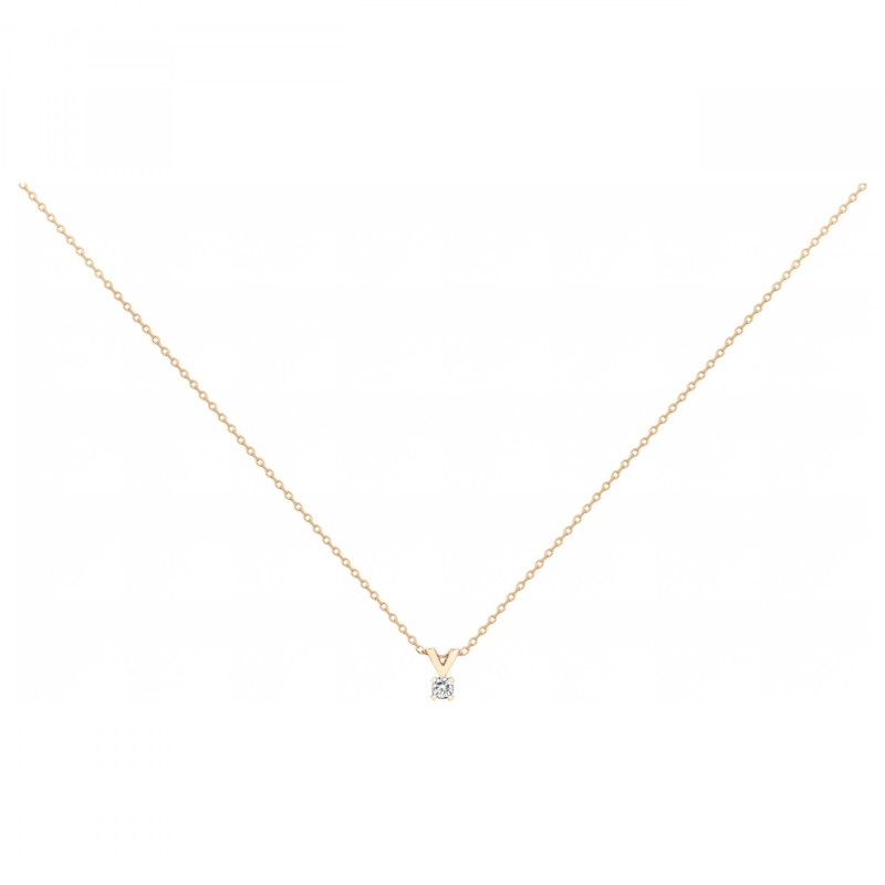 Collier Solitaire Femme Victoria Magdalena Plaqué Or doré rose et Oxyde de zirconium Maille forçat